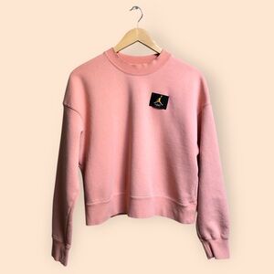 Nike Air Jordan Flight Fleece Crewneck Cropped Sweatshirt Peach Pink Women’s S